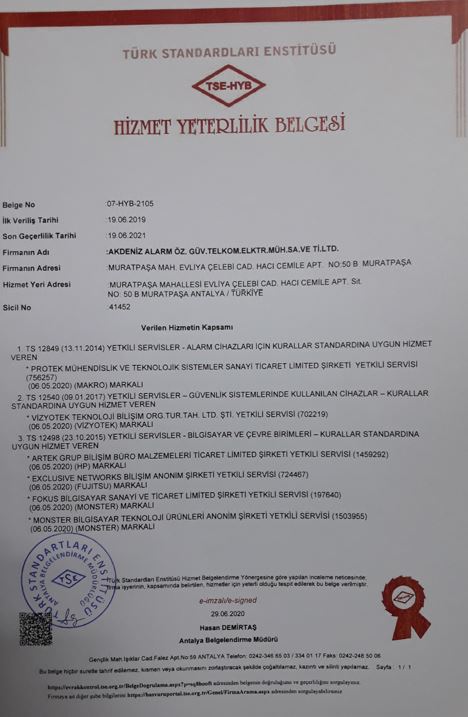 TSE HİZMET YERİ YETERLİLİK BELGESİ
